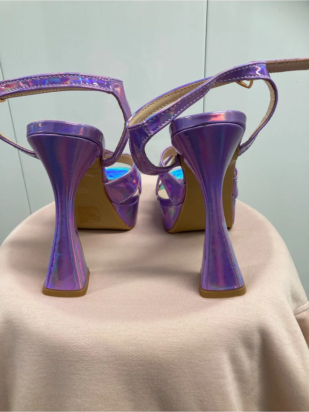 Iridescent Purple Platform Sandals for Women